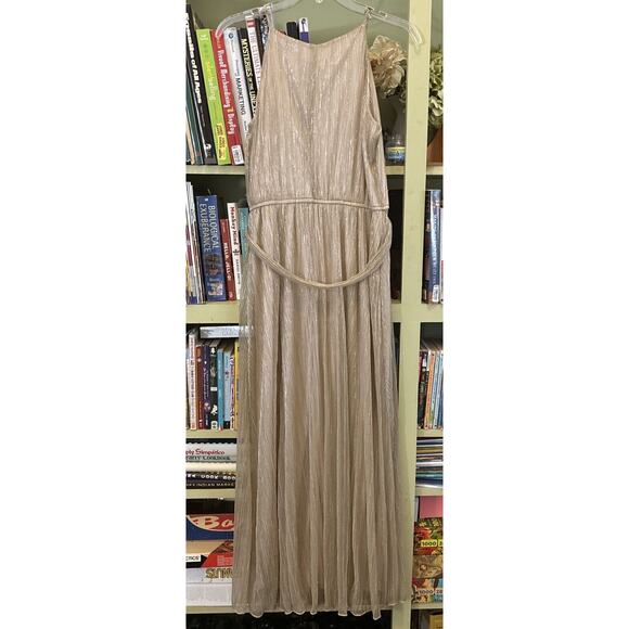 Alexa B Nites Women's Sleeveless Gold Maxi Dress Size 8 Goddess Ethereal Sweater - Picture 4 of 8